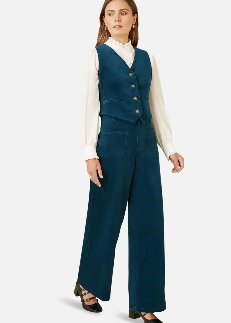 Yumi Teal Cord Waistcoat